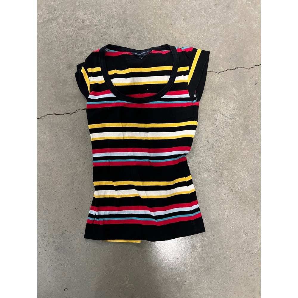 French Connection Baby Tee - Cap Sleeve - Vintage Y2K - Striped Tunic